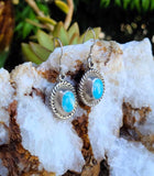 Vintage Sterling Silver 925 Turquoise Blue Larimar Stone Dangle Pierced Earrings