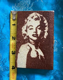 Vintage Marilyn Monroe Cigarette Money Case ID Holder Burgundy Gold Tone Box