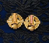 Vintage Signed Christian Dior Gold Tone Blue Baquette RD Stone Clip On Earrings