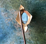 Antique Art Nouveau Signed 14K Gold Turquoise Stone Stick Pin