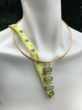 Kenneth J Lane Signed Kjl Gold Tone Triple Carved Scarab Stone Choker Necklace