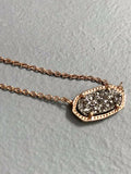 Kendra Scott Designer Rose Gold Plated Druzy Stone Necklace