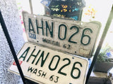 Vintage Washington State License Plates Pair Matching Set 1963 Antique 1974 Tabs