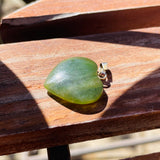 Vintage Jade Jadeite Stone Carved Dainty Heart Gold Tone Charm Pendant
