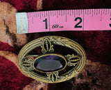 Antique Ornate Gold Tone Purple Gem Stone Brooch Pin