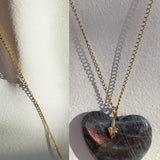 Vintage Gold Filled Chain Clasp Labradorite Stone Heart Pendant Necklace