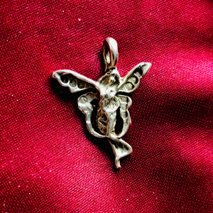 Vintage Sterling Silver Dancing Flying Fairy Mythical Creature Pendant 3.67 g