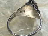 Antique Sterling Silver 925 Garnet Stone Poison Ring