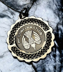 12k Gold Filled My Confirmation REA Disc Charm Pendant Weighs 2.25g