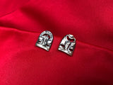 Sterling Silver 925 Comedy Tragedy Happy Sad Face Theatre Screw Back Earrings