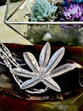 Vintage Hand Made Sterling Silver 925 Pot Leaf Necklace