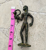Antique Bronze Metal Snake Charmer Male Folk Art Man Figurine Sculpture Statue