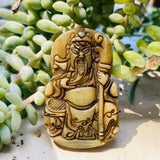 Vintage Stone Carved Spiritual God Deity Guardian Asian Pendant Amulet