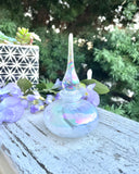 Vintage Iridescent Colorful Art Glass Decorative Perfume Bottle w Stopper