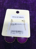 Large Purple Teardrop Pomina Hand-Crafted Gold Wire Wrap Stone Earrings