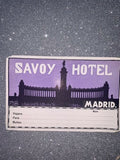 Savoy Hotel Madrid Spain Advertising Luggage Label Sticker
