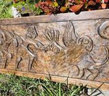 Vintage 3ft Long Wood Carved Creatan Inspired Design Fighting the Griffin Art