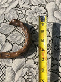 Antique Blackthorn Carved Wood Walking Stick Curved Cane Metal Tip Rare Vintage
