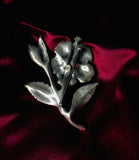 Large Sterling Silver Hibiscus Tropical Flower Etched High Relief Brooch Pin 24g