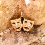 Comedy Tragedy Sterling Silver 925 Happy Sad Drama Face Masks Charm Pendant 6g