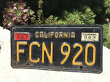 Vintage 1963 California Black + Yellow License Plates Matching Set Pair