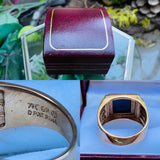 Vintage 14K Gold Plated Multi Gem Stone Black S Custom Mens Ring Size 9.75 w Box