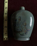 Antique Asian Hand Painted Green Far Eastern Imported Vase