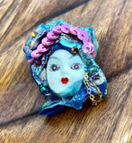 Vintage Artisan Handmade Colorful Gypsy Pin Brooch