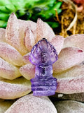 Artisan Hand Carved Amethyst Semi Precious Purple Stone Buddha