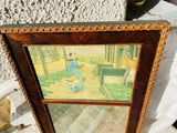 Vintage Outdoor Pub by Woman Flowers Decor Art Wood Framed 3ft 4.5” Tall Mirror