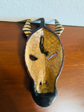 Vintage Artisan Crafted Wood Hand Carved Zebra Animal Mask Wall Art Decor