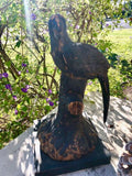 Antique Wooden Hand Carved Bird w Black Base from Christian Armstrong Collection