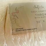 Classy & Chic Brand Cozy Collection Comfort Cream Throw Blanket w Ruffles 50x60"