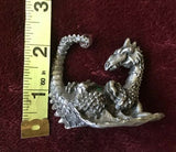 Hudson Signed Fine Pewter USA Liberty Dragon on Back w Crystal/Stone 4991