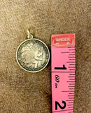 Vintage Sterling Silver 925 Saint Christopher Protect Us Charm Pendant 6.78 gram