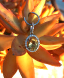 Vintage Sterling Silver 925 Italy Faceted Citrine Halo Cubic Zirconia Necklace