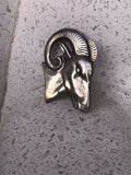 Vintage Sterling Silver 925 Statement Ram Head Brooch Pin