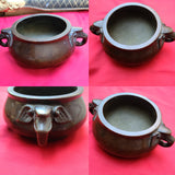 Antique 19th Century Signed Chinese Solid Bronze Elephant Bowl 3.07lb