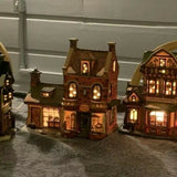 2004 Christmas Ceramic Village Tick & Tock Clocks Shop Lighted Store Decor