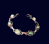 Vintage Signed Sterling Silver 925 Turquoise Stone Etched Link Bracelet 27.8g