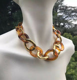 Kenneth Jay Lane KJL Gold Plated & Faux Tortoiseshell Chain Link Necklace