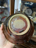 Vintage Stoneware Pottery Mahogany Color Ceramic Artisan Signed Bowl