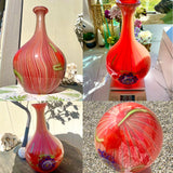 Vintage Murano Filigrana Millefiori Flower Orange Red Art Glass Swirl 7lb+ Vase