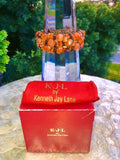 KENNETH JAY LANE KJL Living Treasure Jewelry Orange beaded cuff bracelet In Box