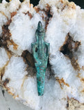 Antique Verdigris Bronze Metal Spiritual Temple Devotee Artifact Relic Figure