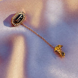 Vintage 10K Gold Signed LLH Seed Pearl Black Enamel Medical Pin Brooch 2.3 g