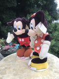 Rare Vintage Walt Disney Minnie + Micky Mouse Applause Plush Dolls Set on Stands