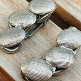 Vintage Silver Tone Textured Geometric 3 Oval Shape Drop Clipon Fashion Earrings