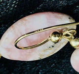Vintage 14k Gold Filled Pink Agate Stone Drop Hook Pierced Earrings