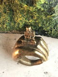 Antique Brass Hindu Spiritual Devotee Monk Sitting on Hand Ring Size 10.5-11